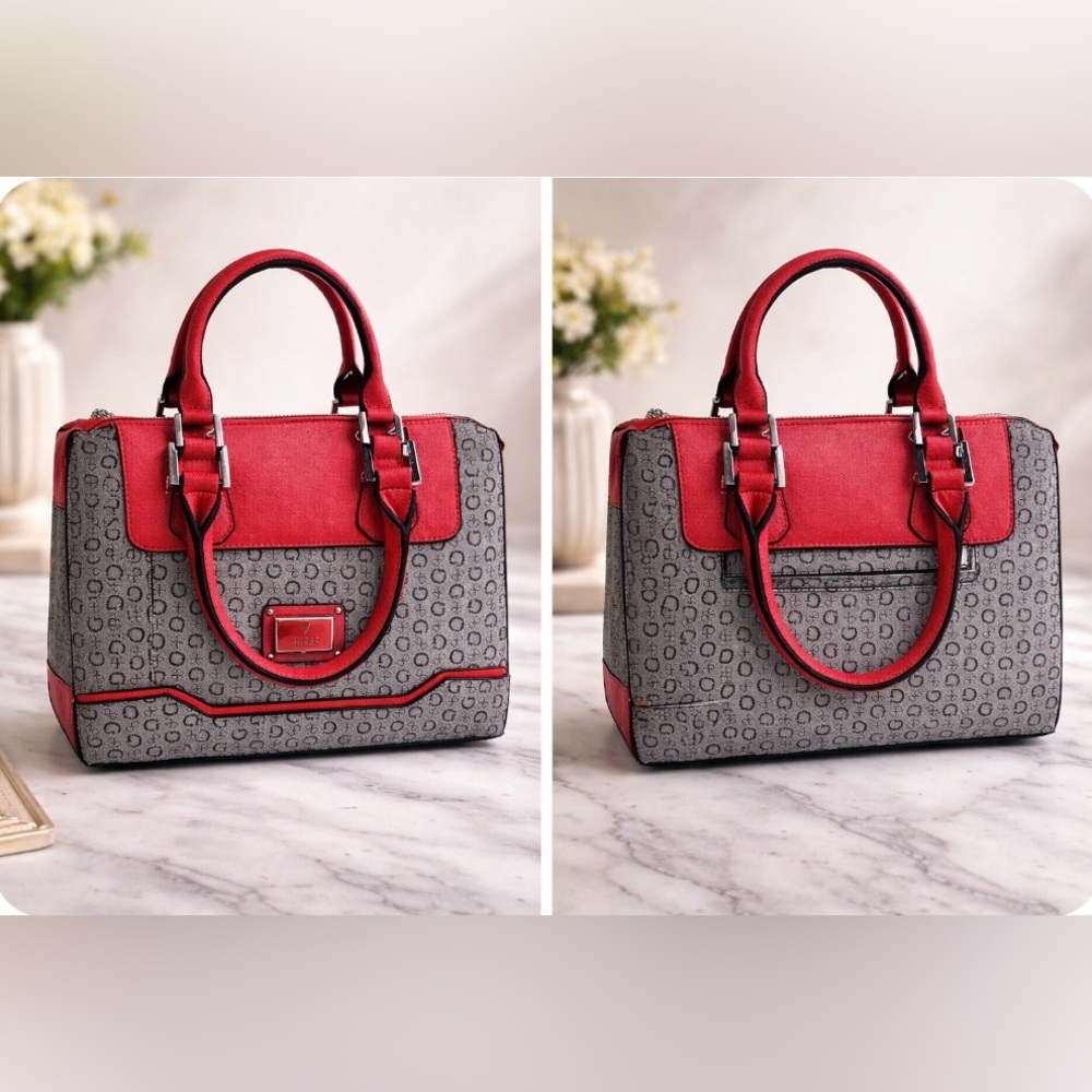 Guess Red/orange and Gray Satchel
